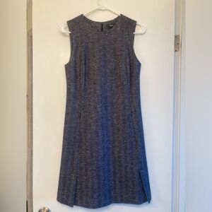 Theory Blue and Gray Patterned Midi Dress
